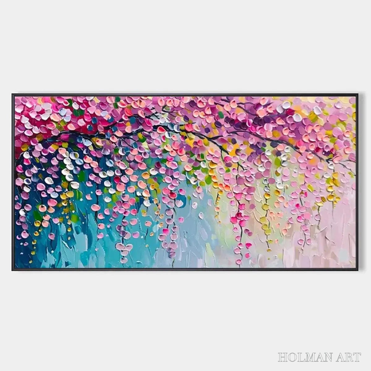 HOLMAN ART Wisteria Cascade – Textured Impressionist Floral Painting, Horizontal - image 1