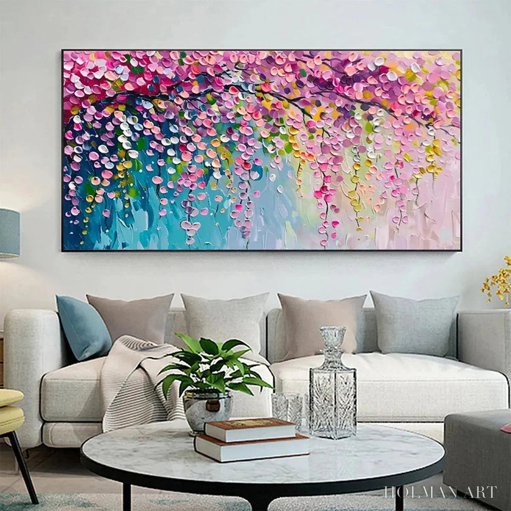 HOLMAN ART Wisteria Cascade – Textured Impressionist Floral Painting, Horizontal - image 2