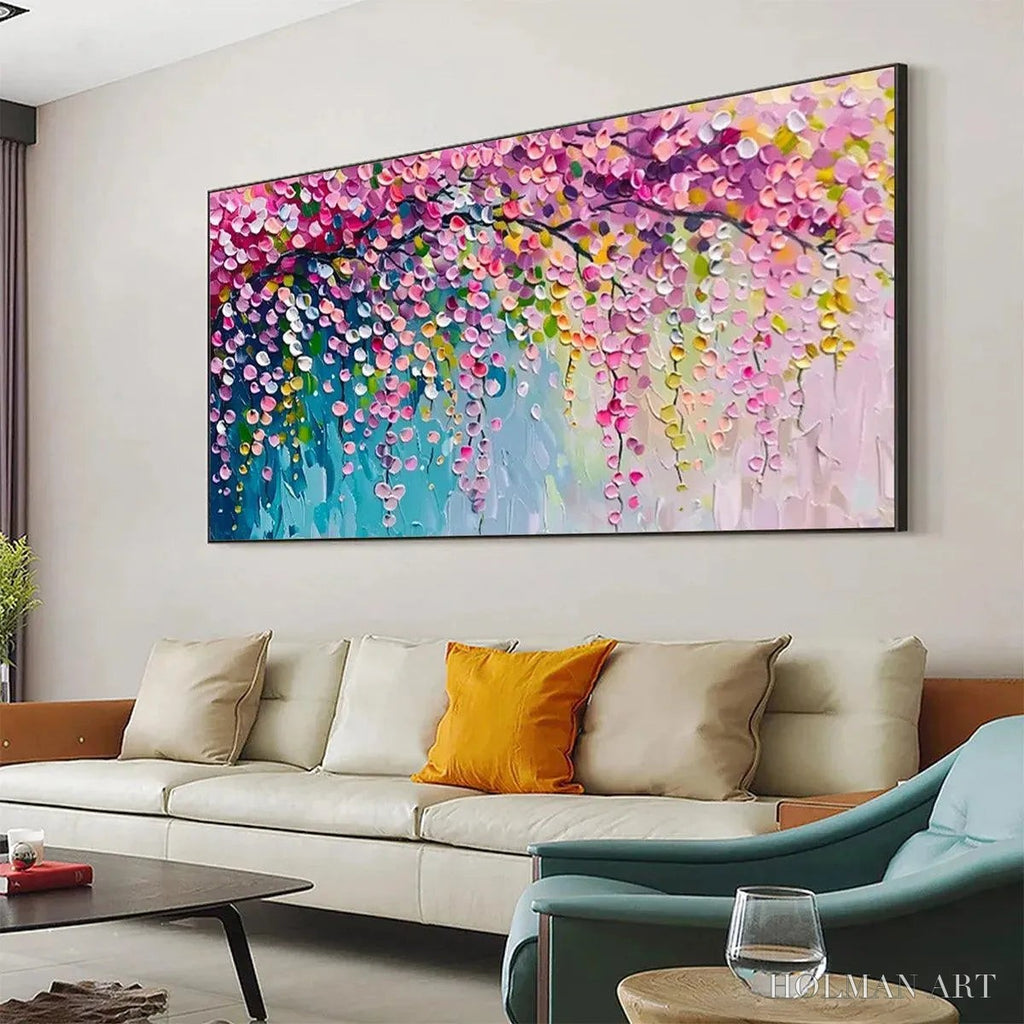 HOLMAN ART Wisteria Cascade – Textured Impressionist Floral Painting, Horizontal - image 4