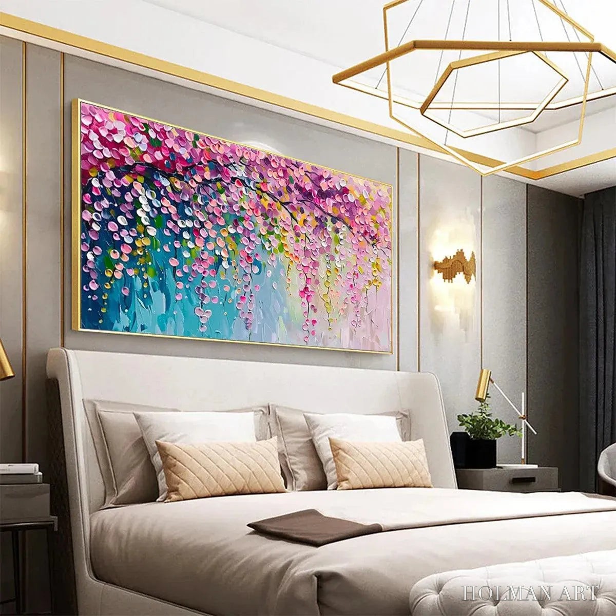 HOLMAN ART Wisteria Cascade – Textured Impressionist Floral Painting, Horizontal - image 5