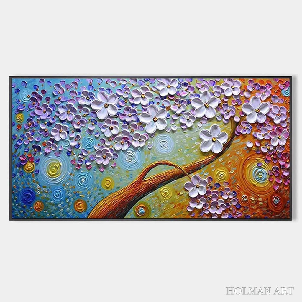 HOLMAN ART Lilac Dream – Textured Floral Painting in Purple and Gold - image 1