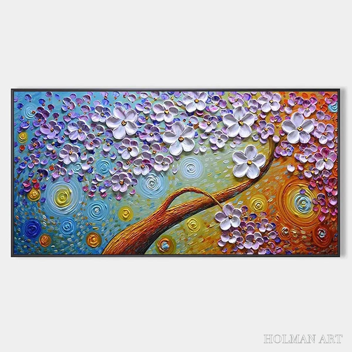 HOLMAN ART Lilac Dream – Textured Floral Painting in Purple and Gold - image 1
