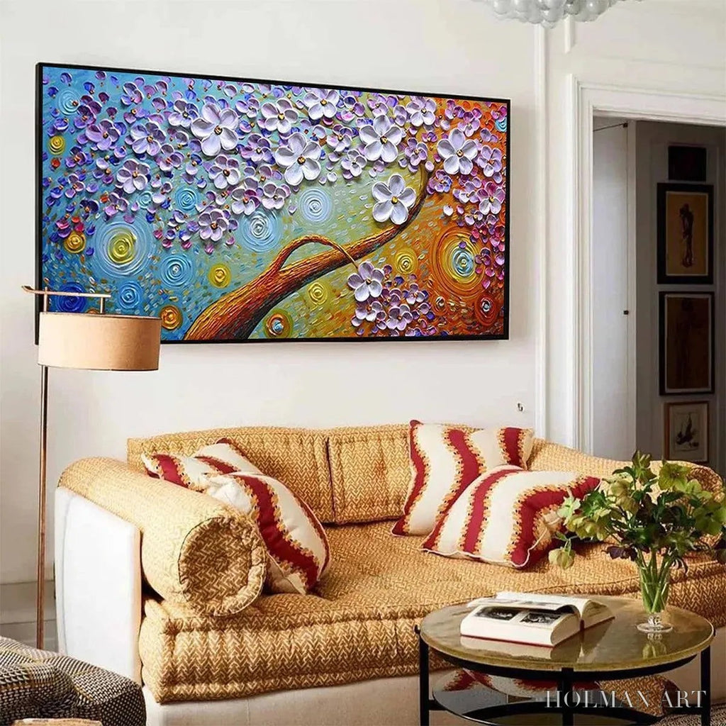 HOLMAN ART Lilac Dream – Textured Floral Painting in Purple and Gold - image 4