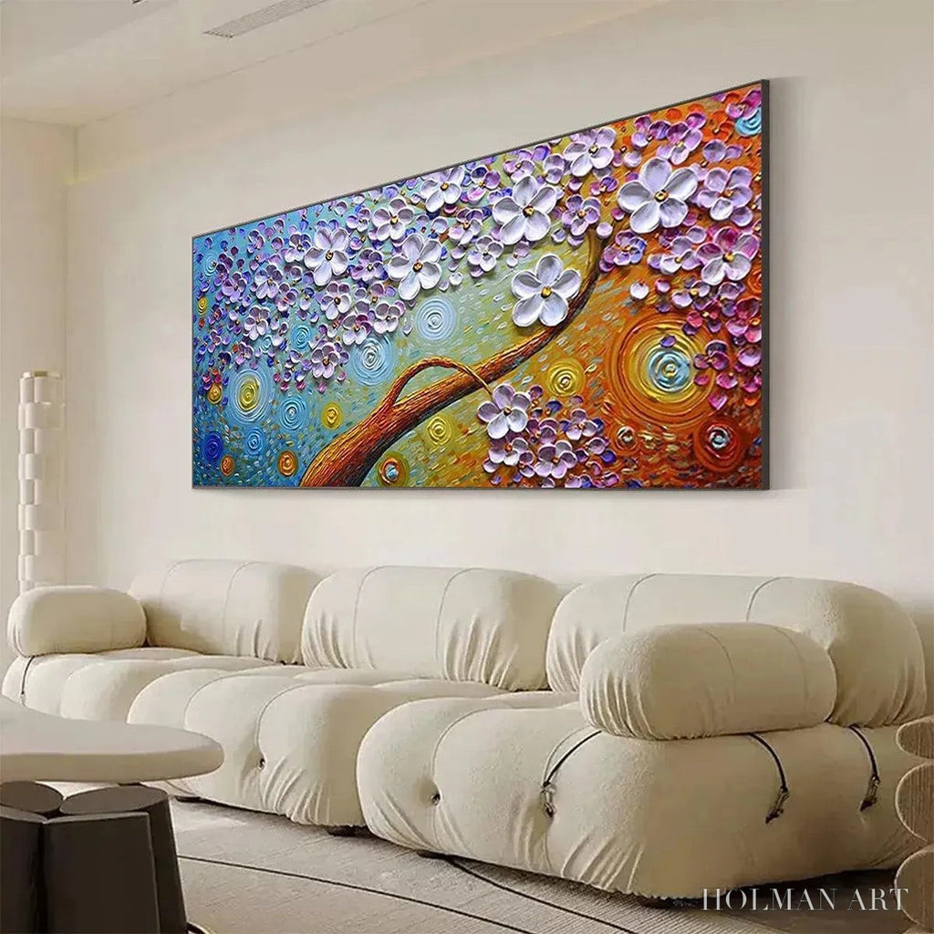 HOLMAN ART Lilac Dream – Textured Floral Painting in Purple and Gold - image 5