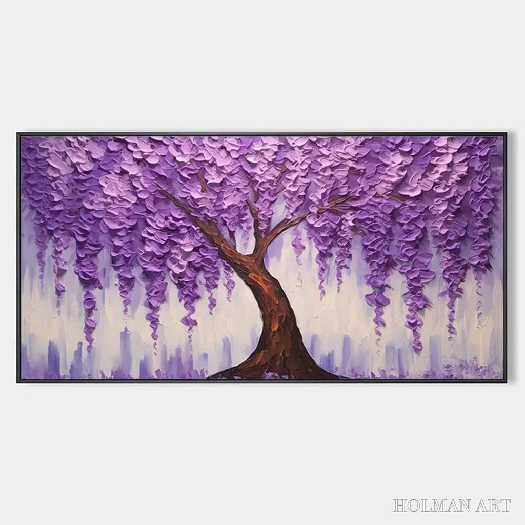 HOLMAN ART Purple Wisteria – Textured Floral Painting in Purple - image 1