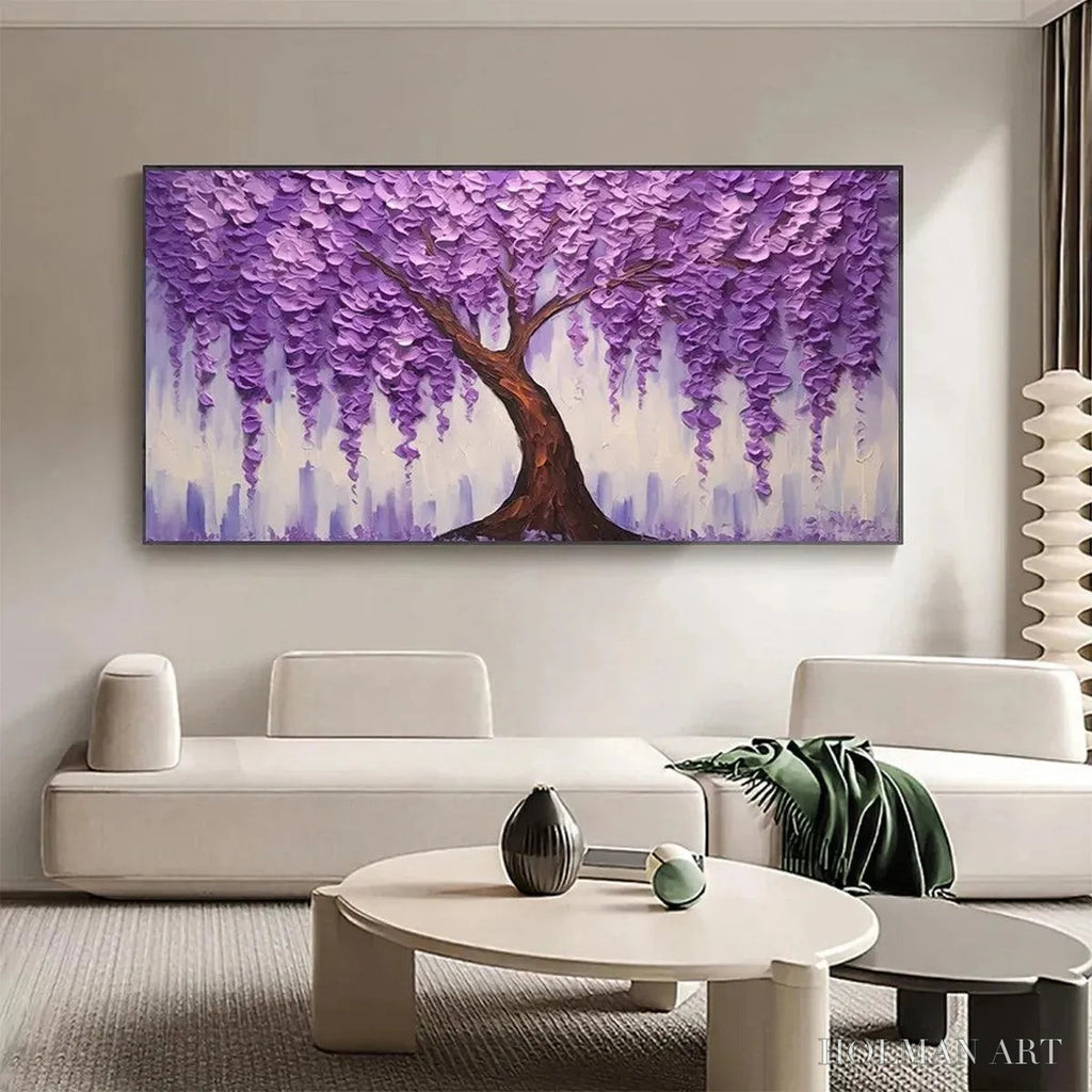 HOLMAN ART Purple Wisteria – Textured Floral Painting in Purple - image 2