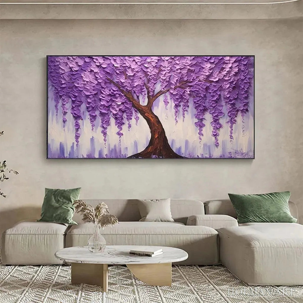 HOLMAN ART Purple Wisteria – Textured Floral Painting in Purple - image 4