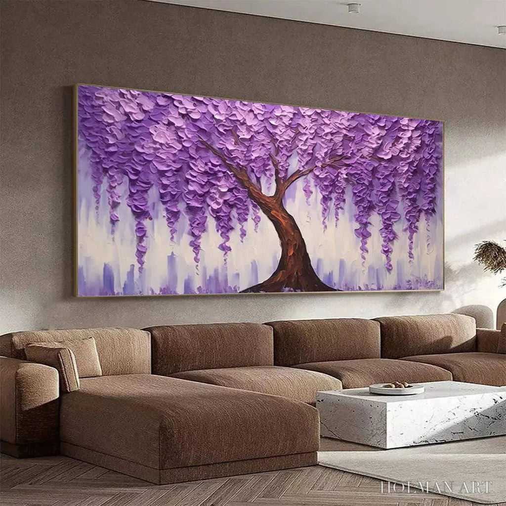 HOLMAN ART Purple Wisteria – Textured Floral Painting in Purple - image 5