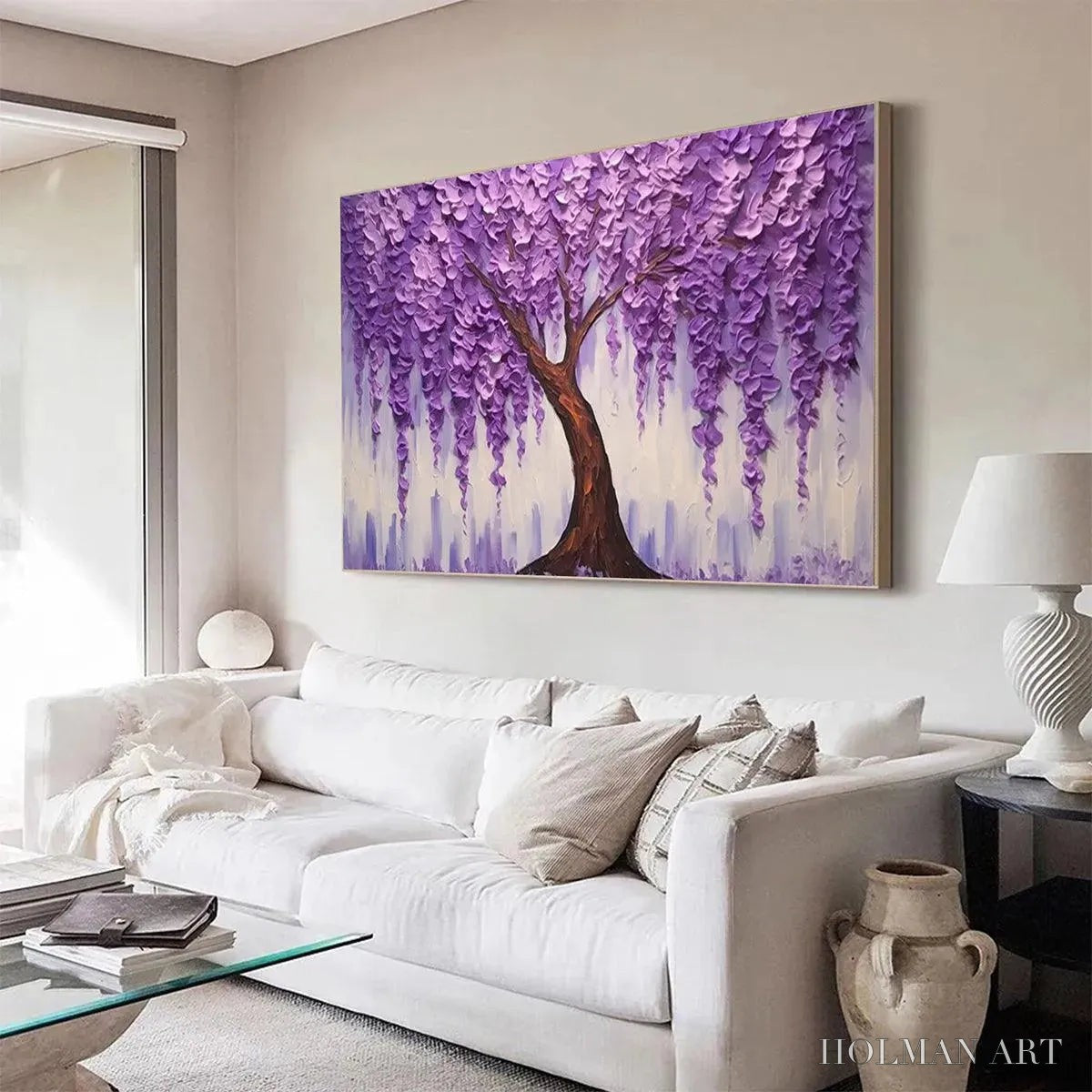 HOLMAN ART Purple Wisteria – Textured Floral Painting in Purple - image 6