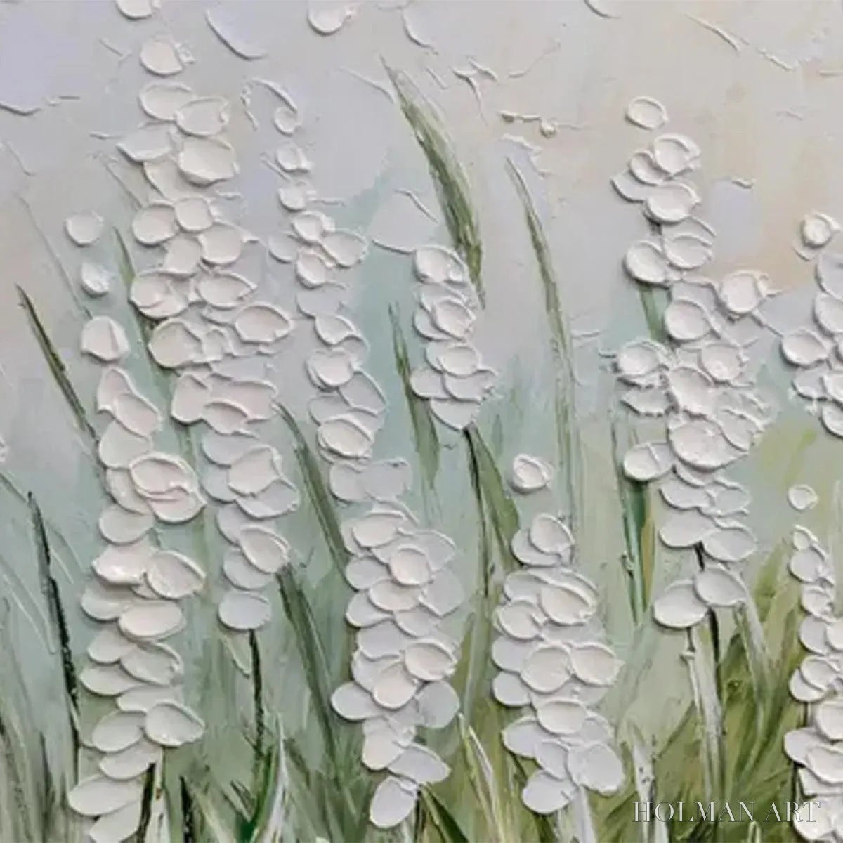 HOLMAN ART Textured Meadow – Textured Floral Landscape Painting in Green and White - image 6