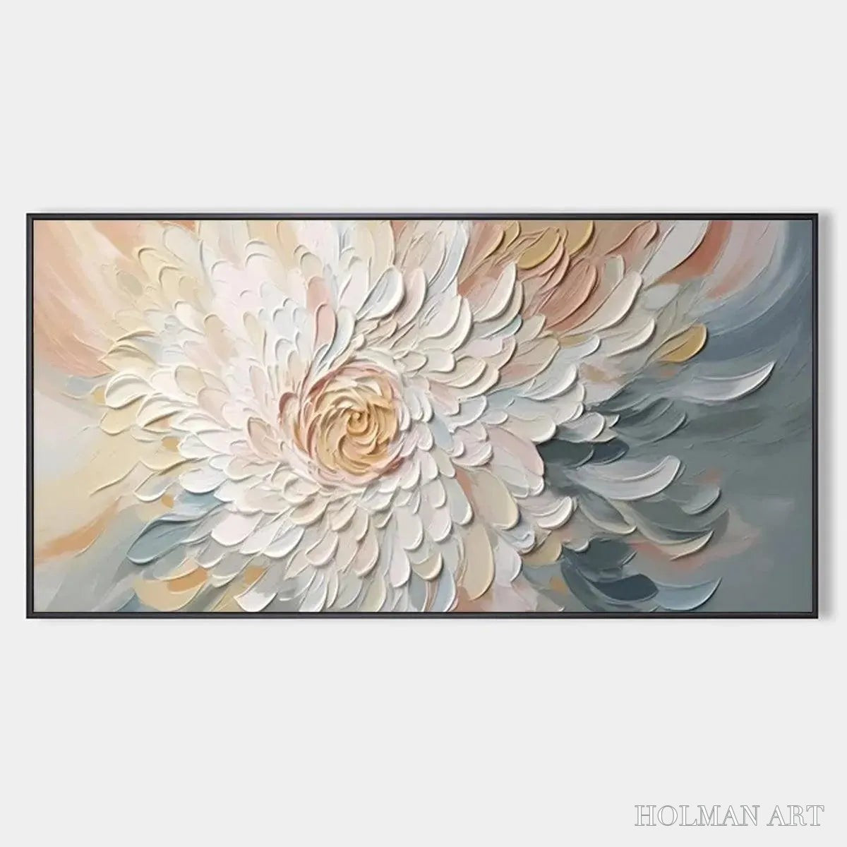 HOLMAN ART Petal Whirl – Textured Floral Painting in Neutral Tones - image 1