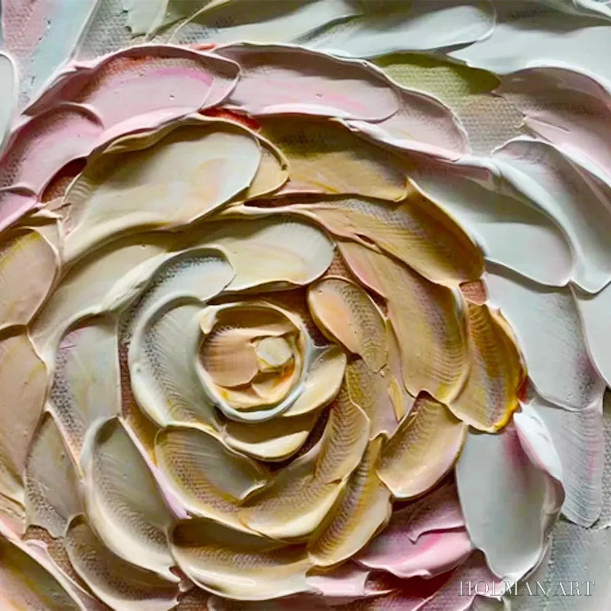 HOLMAN ART Petal Whirl – Textured Floral Painting in Neutral Tones - image 3