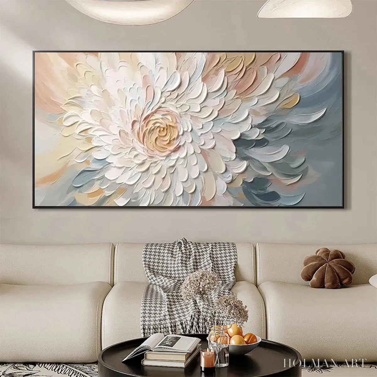 HOLMAN ART Petal Whirl – Textured Floral Painting in Neutral Tones - image 4