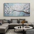 HOLMAN ART White Blossoms – Textured Floral Painting in White and Blue - image 2