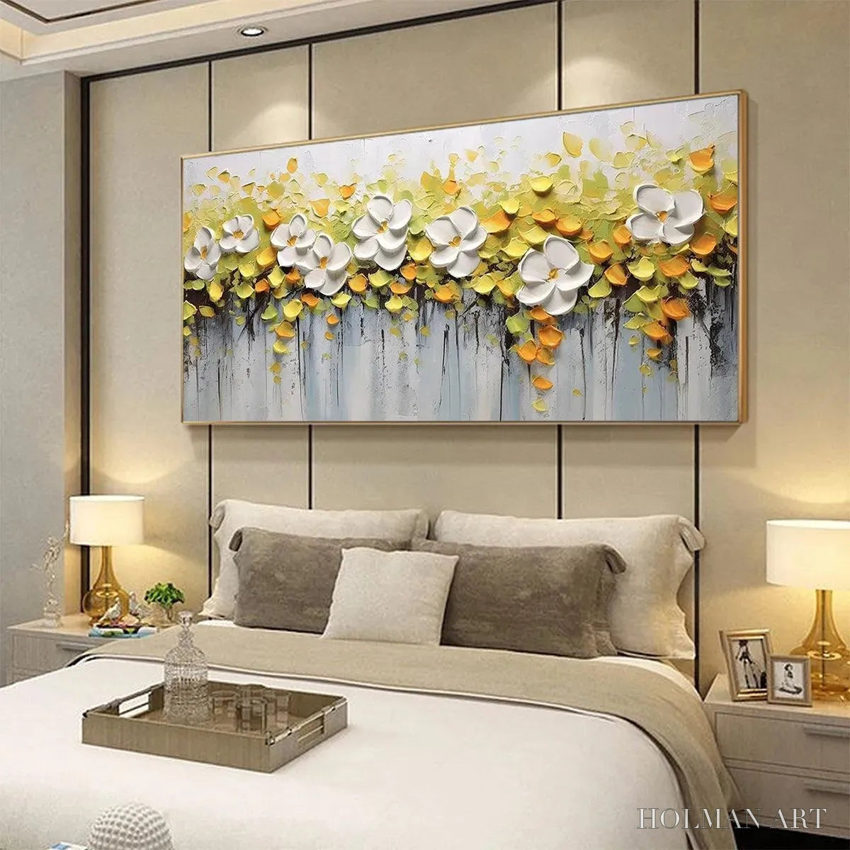 HOLMAN ART White Magnolias – Textured Floral Painting in White and Yellow - image 6