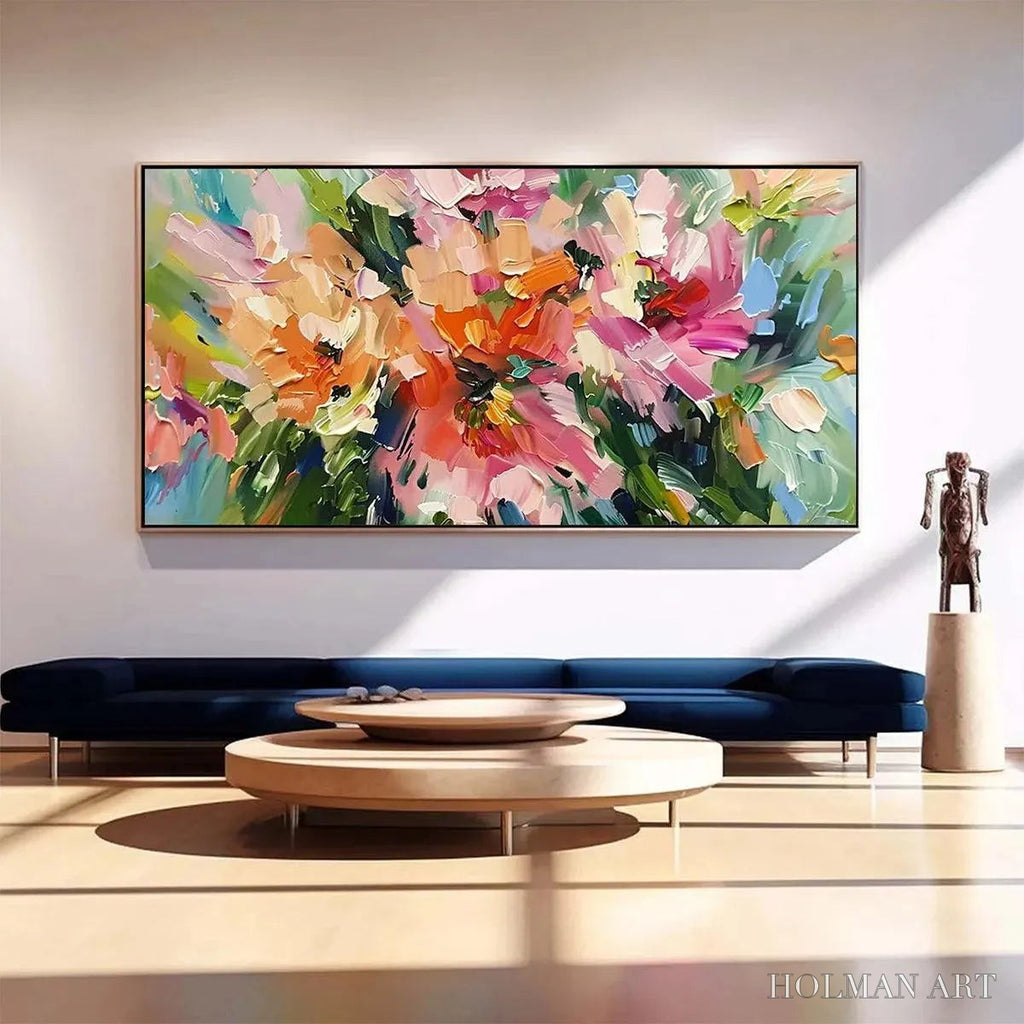 HOLMAN ART Blushing Blooms – Textured Impasto Floral Painting in Pink and Orange - image 2