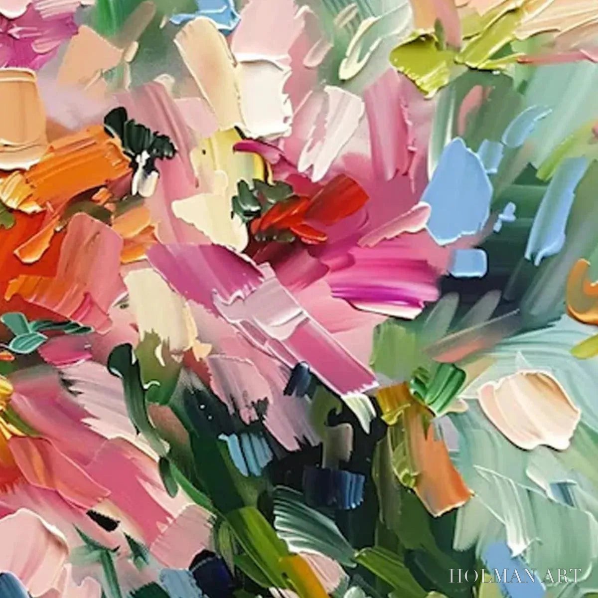 HOLMAN ART Blushing Blooms – Textured Impasto Floral Painting in Pink and Orange - image 3