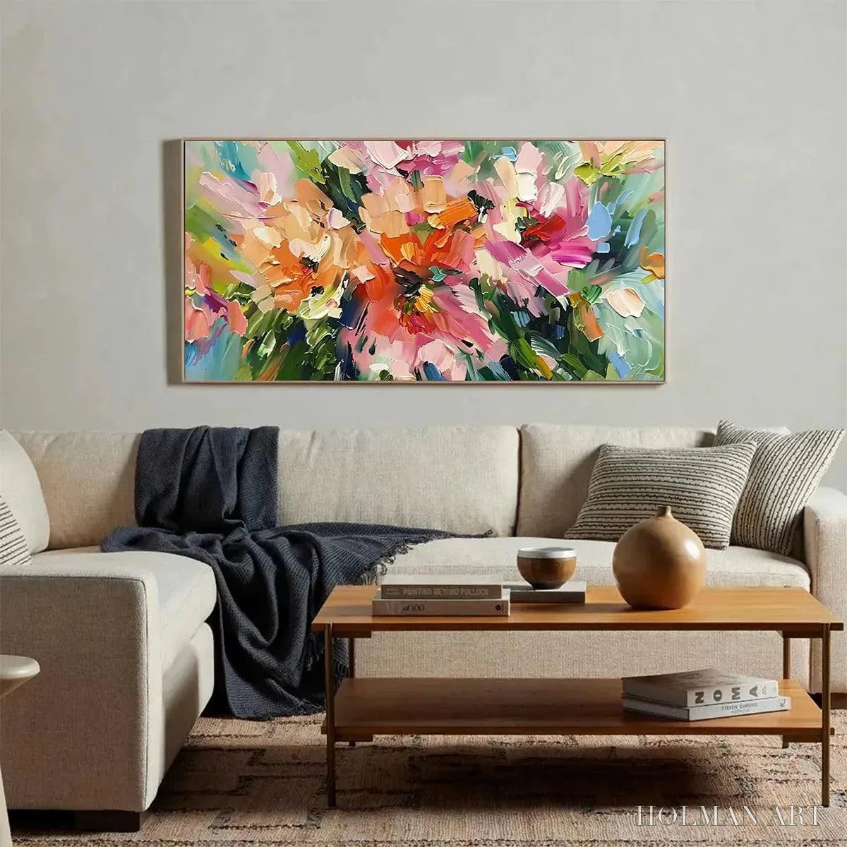 HOLMAN ART Blushing Blooms – Textured Impasto Floral Painting in Pink and Orange - image 6