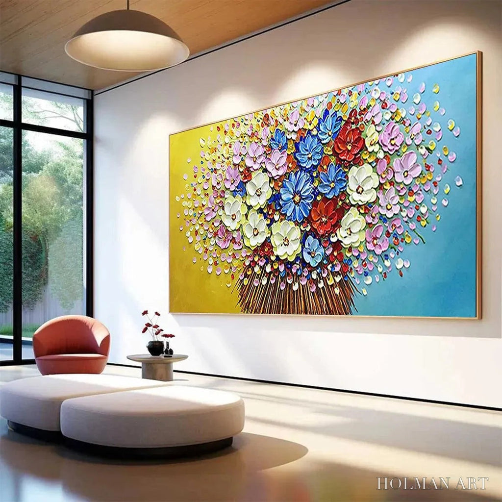 HOLMAN ART Vibrant Bouquet – Textured Impasto Floral Painting, Horizontal - image 4
