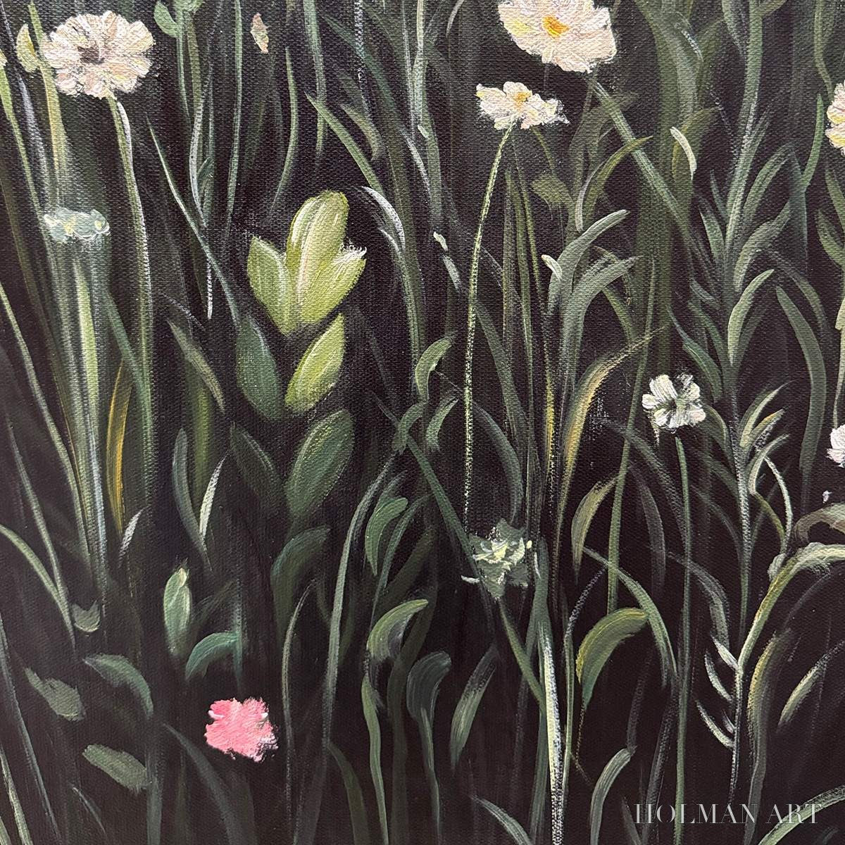 HOLMAN ART Meadow'S Embrace – Moody Floral Botanical Painting, Vertical - image 3