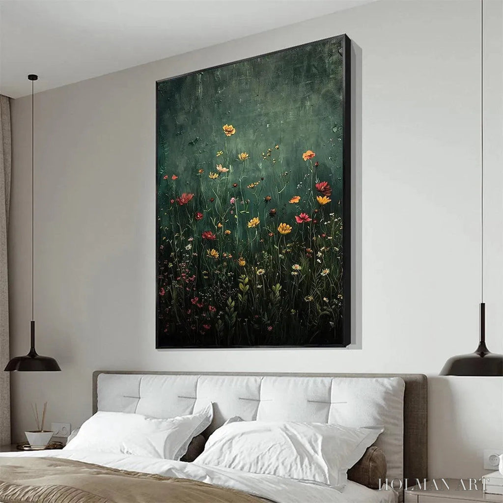 HOLMAN ART Meadow'S Embrace – Moody Floral Botanical Painting, Vertical - image 5