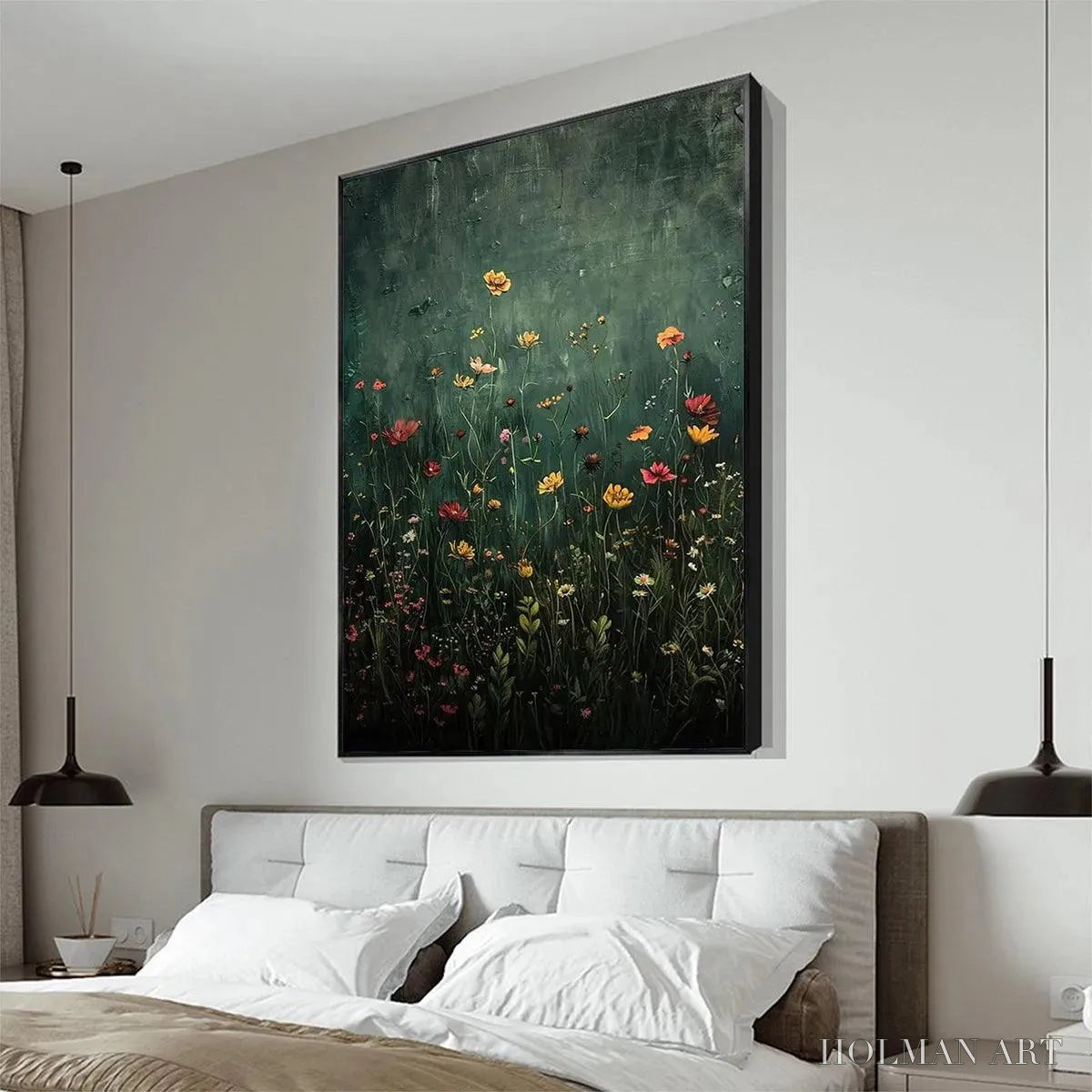 HOLMAN ART Meadow'S Embrace – Moody Floral Botanical Painting, Vertical - image 5