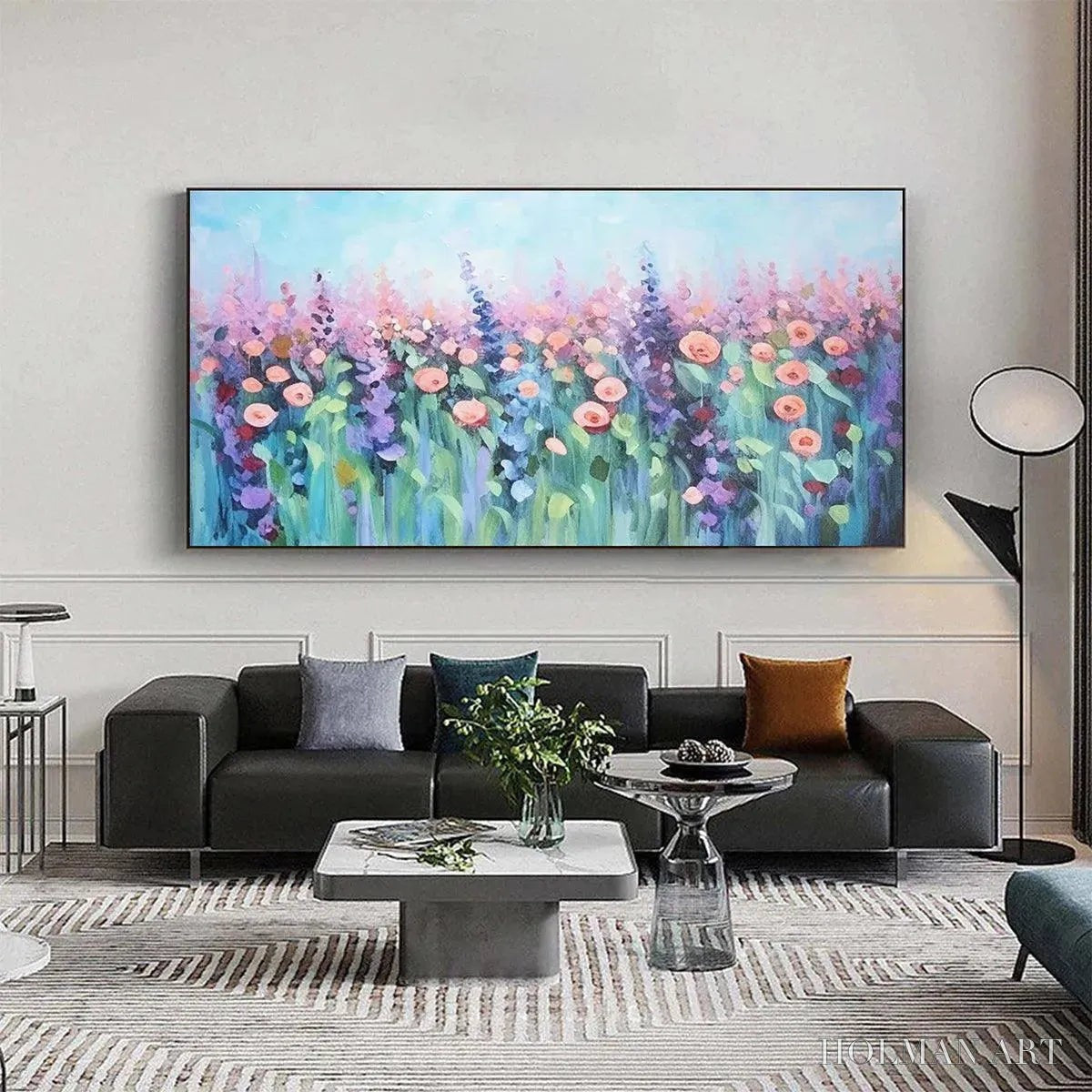 HOLMAN ART Pastel Meadow – Impressionistic Floral Landscape Painting - image 2