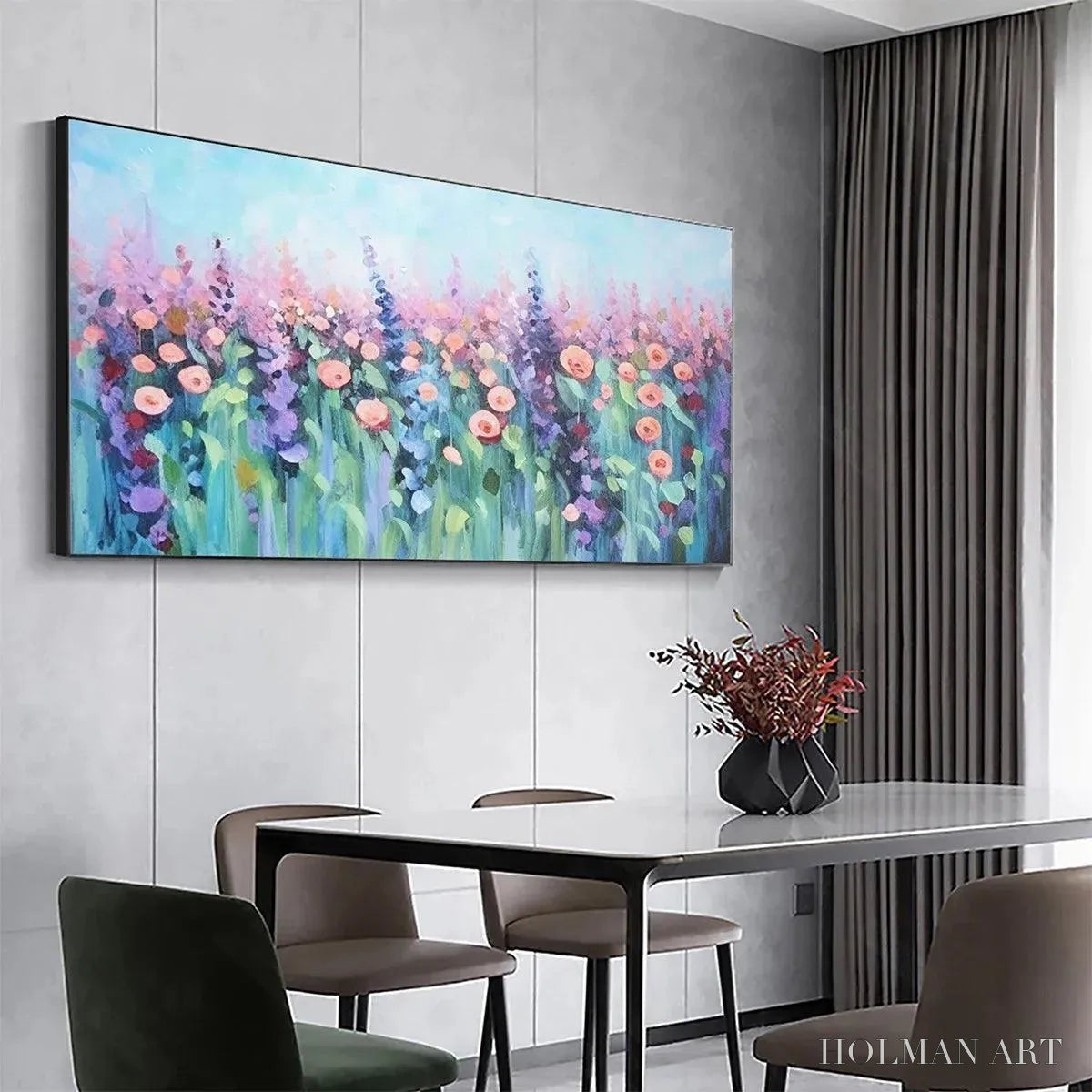 HOLMAN ART Pastel Meadow – Impressionistic Floral Landscape Painting - image 5