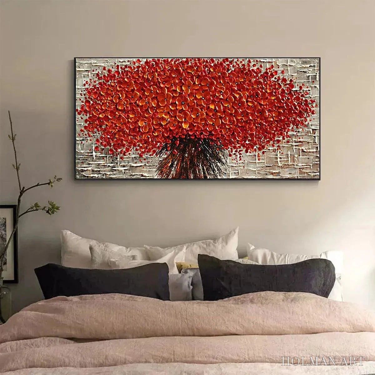 HOLMAN ART Crimson Burst – Textured Impasto Floral Painting in Red - image 2