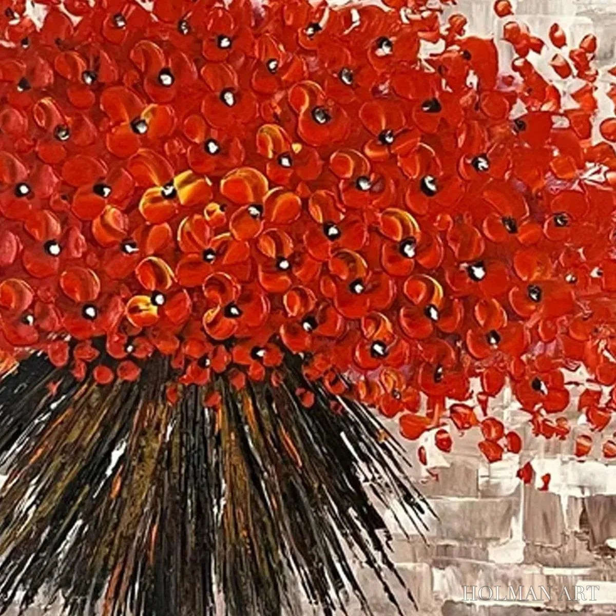 HOLMAN ART Crimson Burst – Textured Impasto Floral Painting in Red - image 3