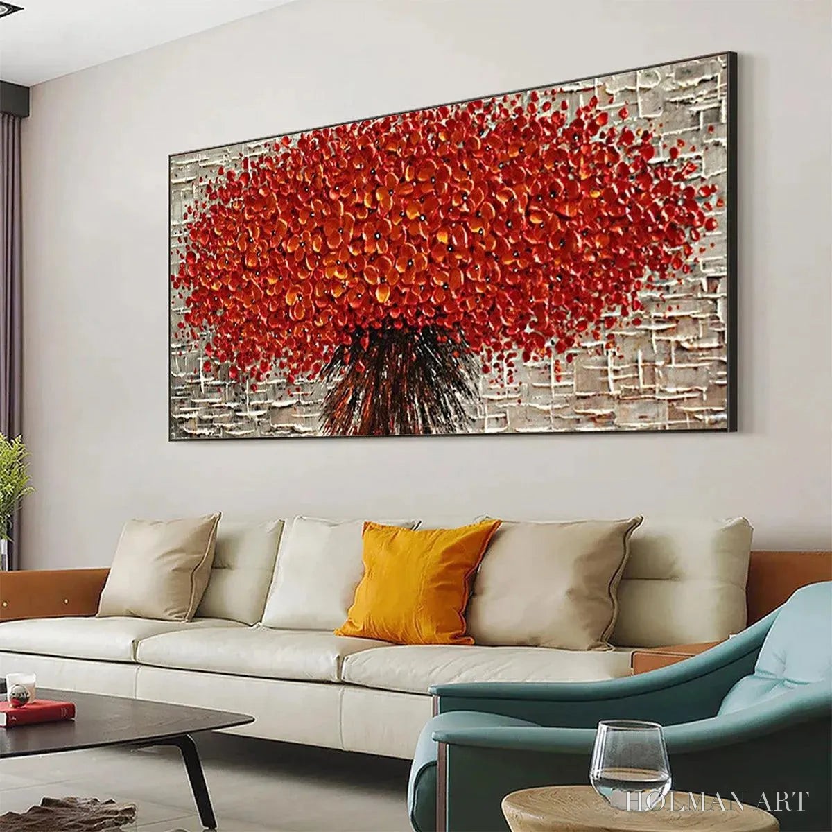 HOLMAN ART Crimson Burst – Textured Impasto Floral Painting in Red - image 4