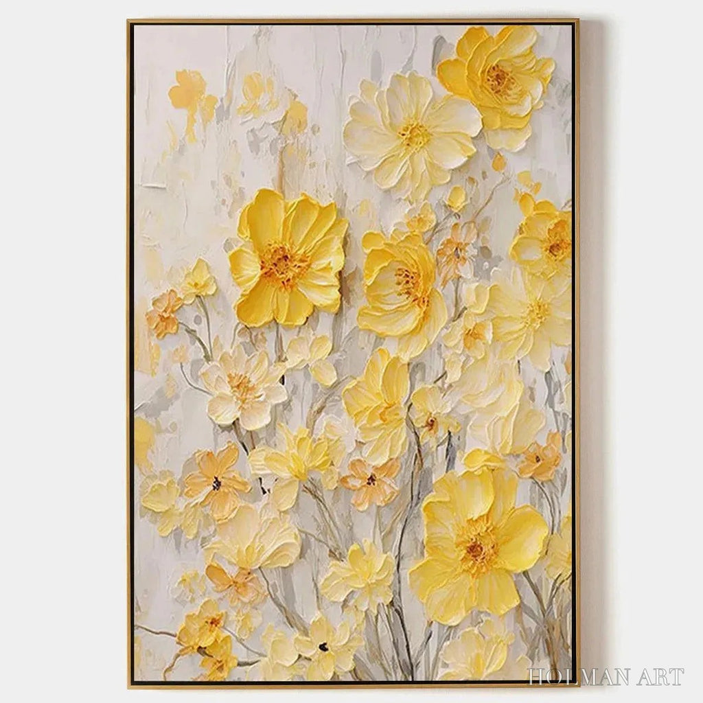 HOLMAN ART Golden Sunflowers – Textured Impasto Floral Painting in Yellow - image 1