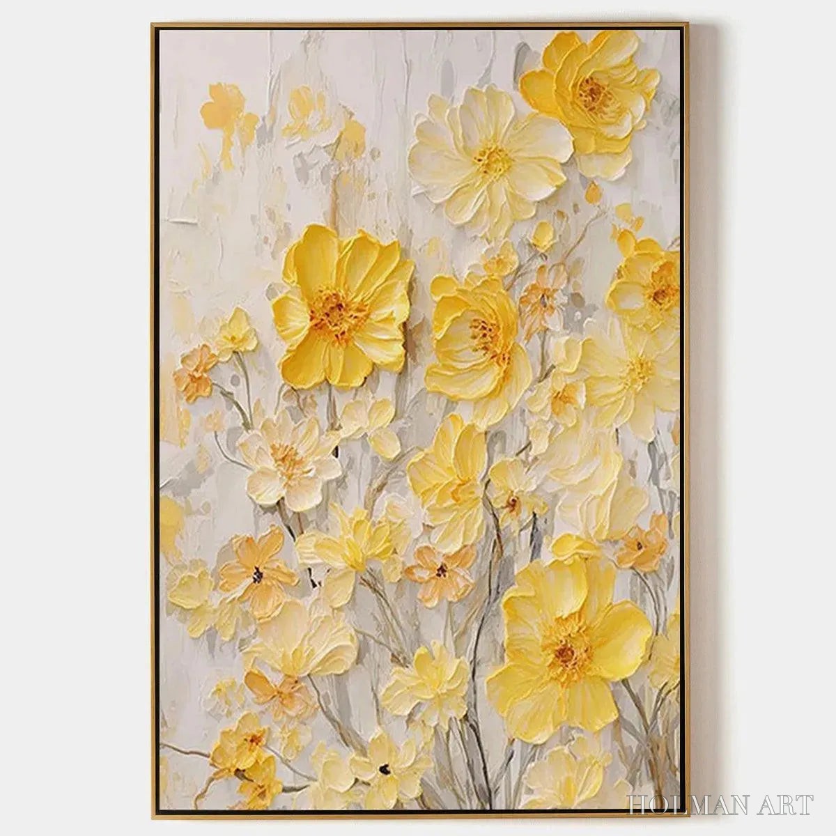 HOLMAN ART Golden Sunflowers – Textured Impasto Floral Painting in Yellow - image 1