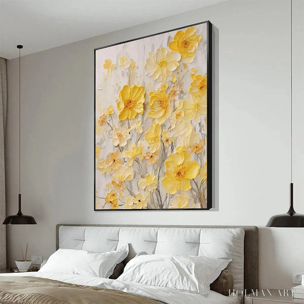 HOLMAN ART Golden Sunflowers – Textured Impasto Floral Painting in Yellow - image 4