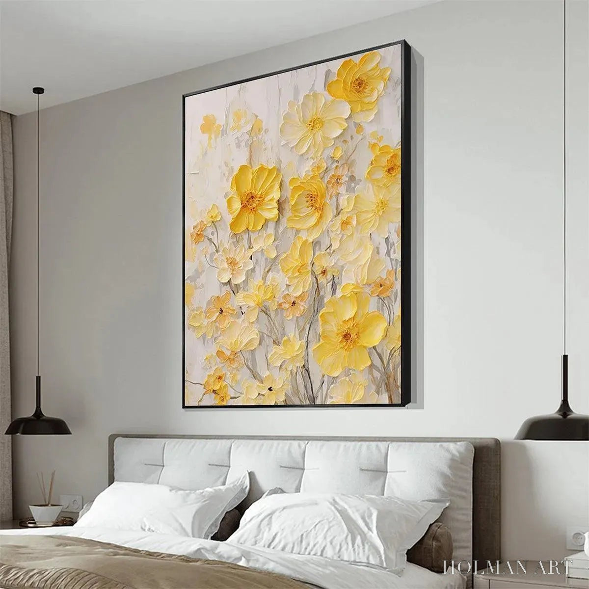 HOLMAN ART Golden Sunflowers – Textured Impasto Floral Painting in Yellow - image 4