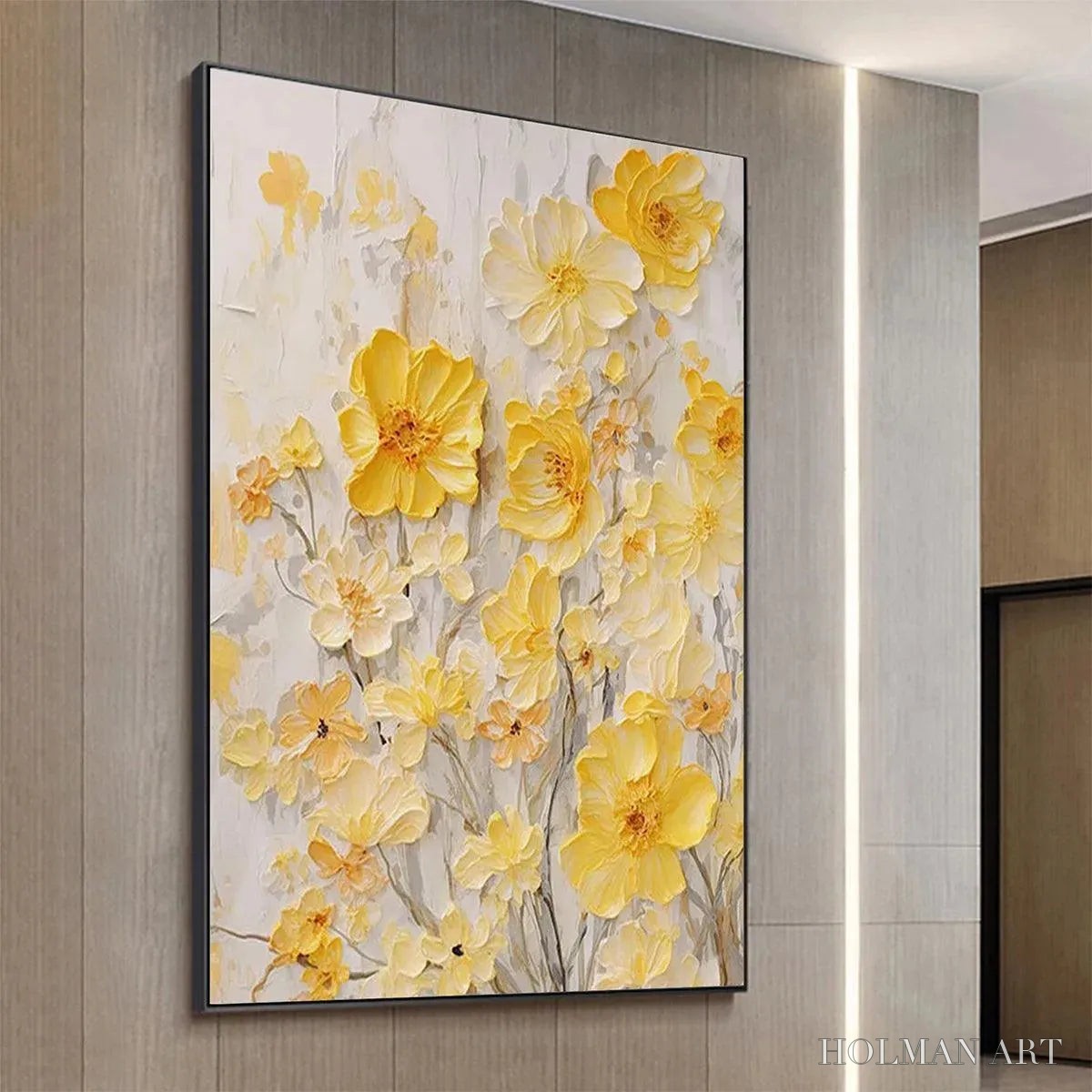 HOLMAN ART Golden Sunflowers – Textured Impasto Floral Painting in Yellow - image 5