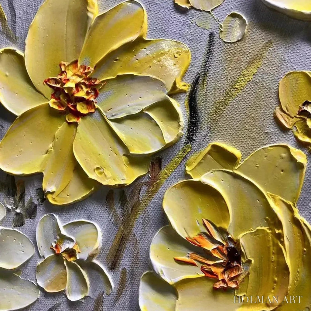 HOLMAN ART Golden Sunflowers – Textured Impasto Floral Painting in Yellow - image 6