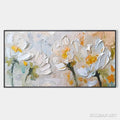 HOLMAN ART White Blossoms – Textured Impasto Floral Painting in White and Beige - image 1