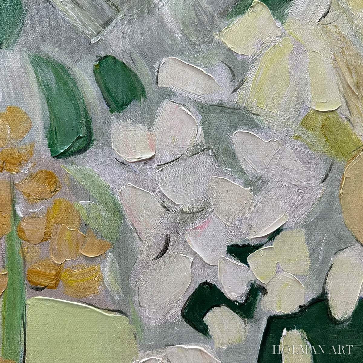 HOLMAN ART Whispering Meadow – Textured Abstract Floral Painting in Green and Gold - image 5