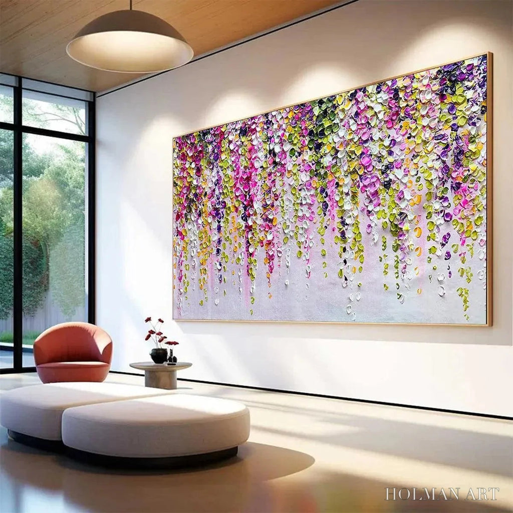 HOLMAN ART Wisteria Cascade – Textured Impasto Floral Painting in Pink, Purple, and Green - image 4