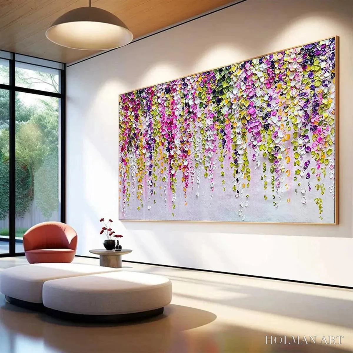 HOLMAN ART Wisteria Cascade – Textured Impasto Floral Painting in Pink, Purple, and Green - image 4