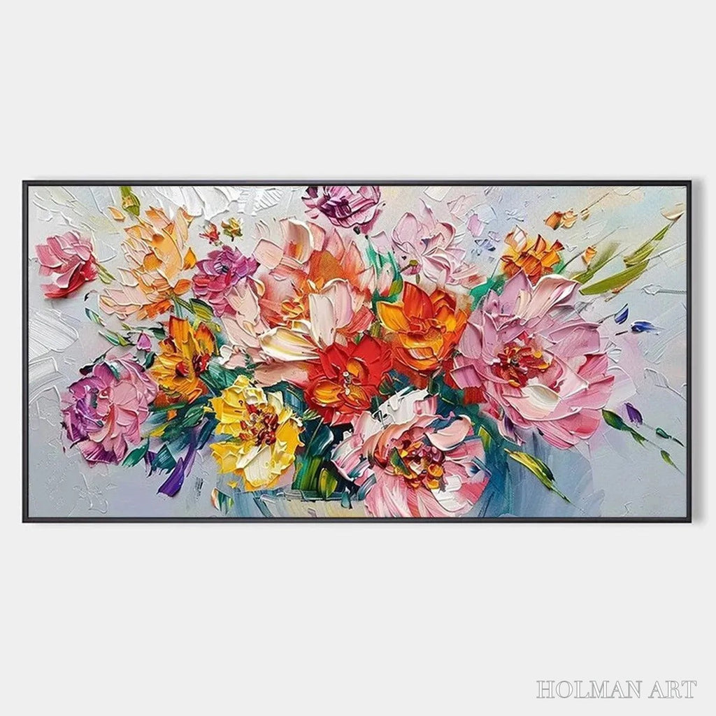 HOLMAN ART Vibrant Bouquet – Textured Impasto Floral Bouquet Painting in Vibrant Colors - image 1