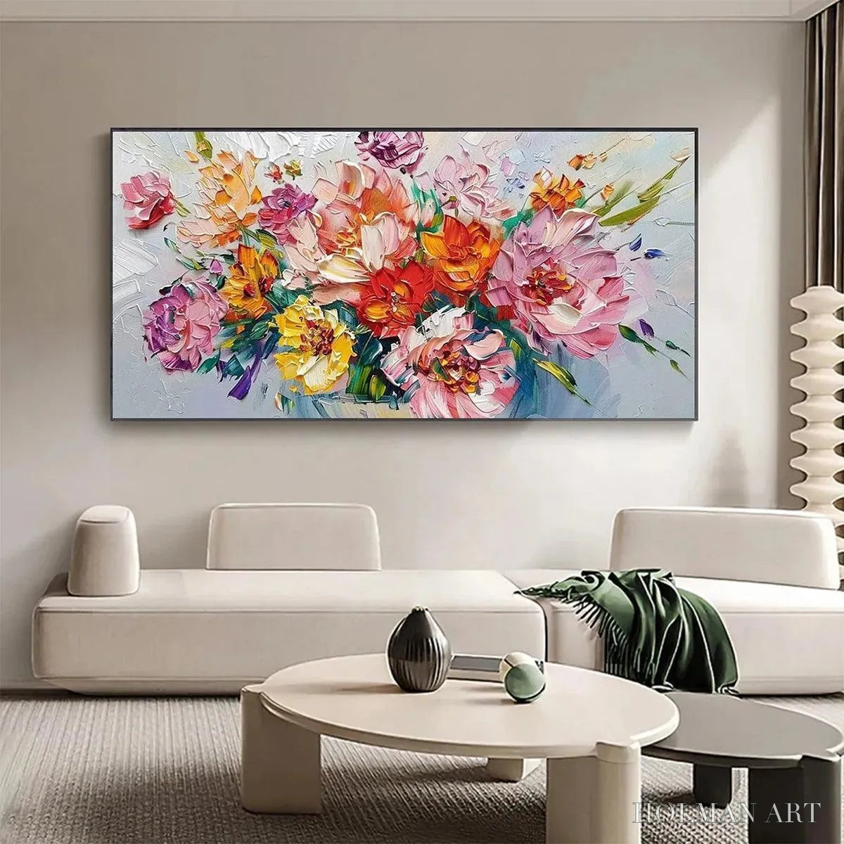 HOLMAN ART Vibrant Bouquet – Textured Impasto Floral Bouquet Painting in Vibrant Colors - image 2