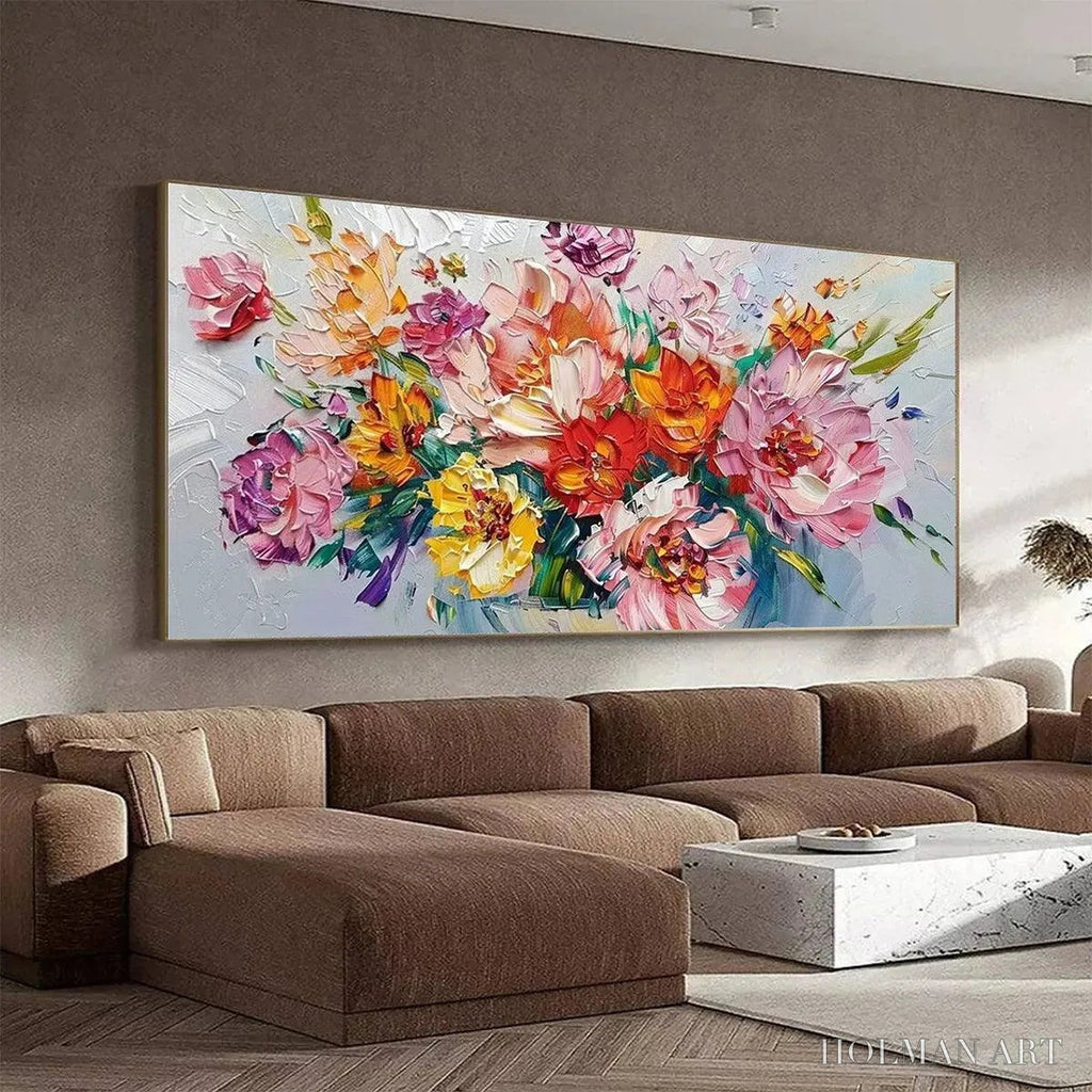 HOLMAN ART Vibrant Bouquet – Textured Impasto Floral Bouquet Painting in Vibrant Colors - image 4