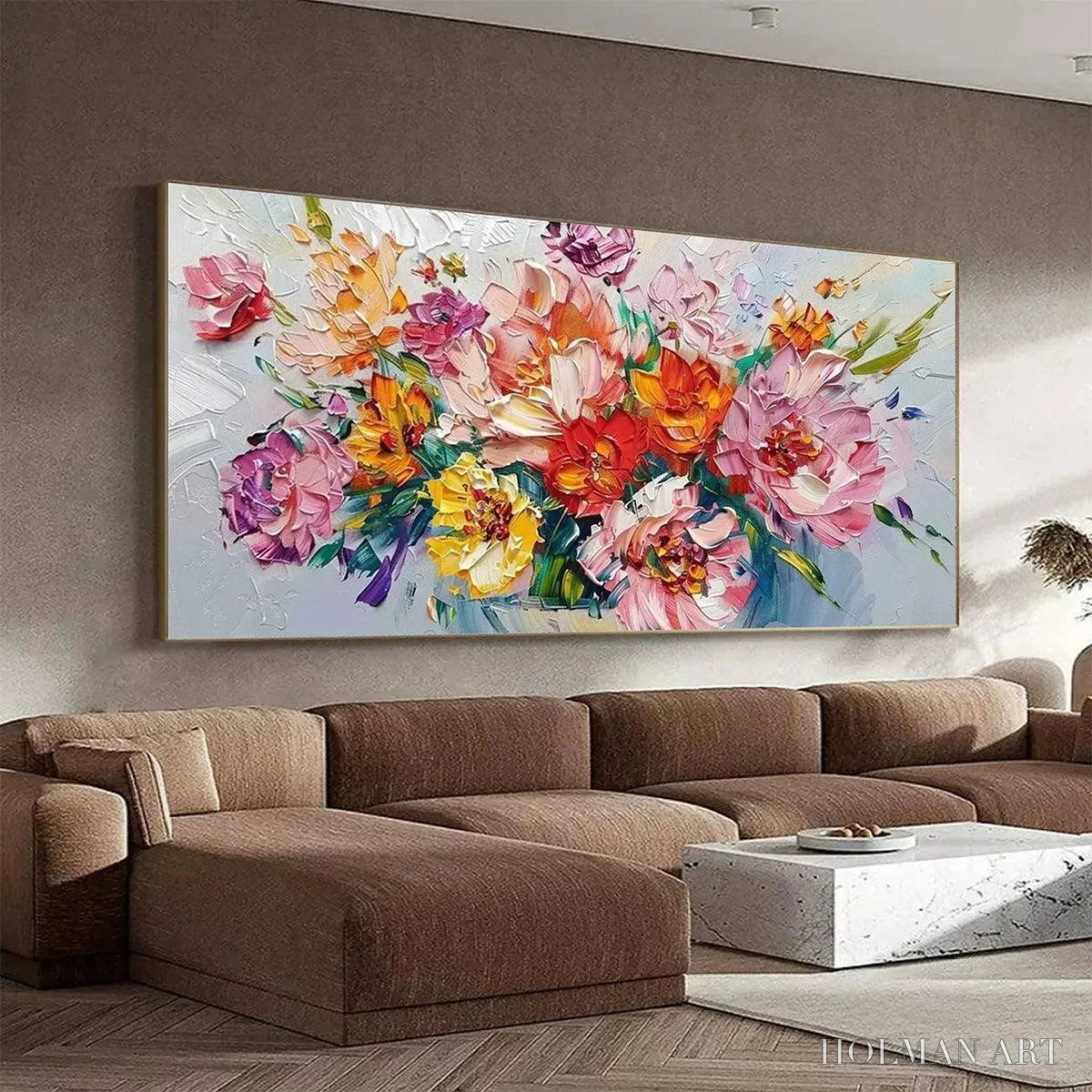 HOLMAN ART Vibrant Bouquet – Textured Impasto Floral Bouquet Painting in Vibrant Colors - image 4