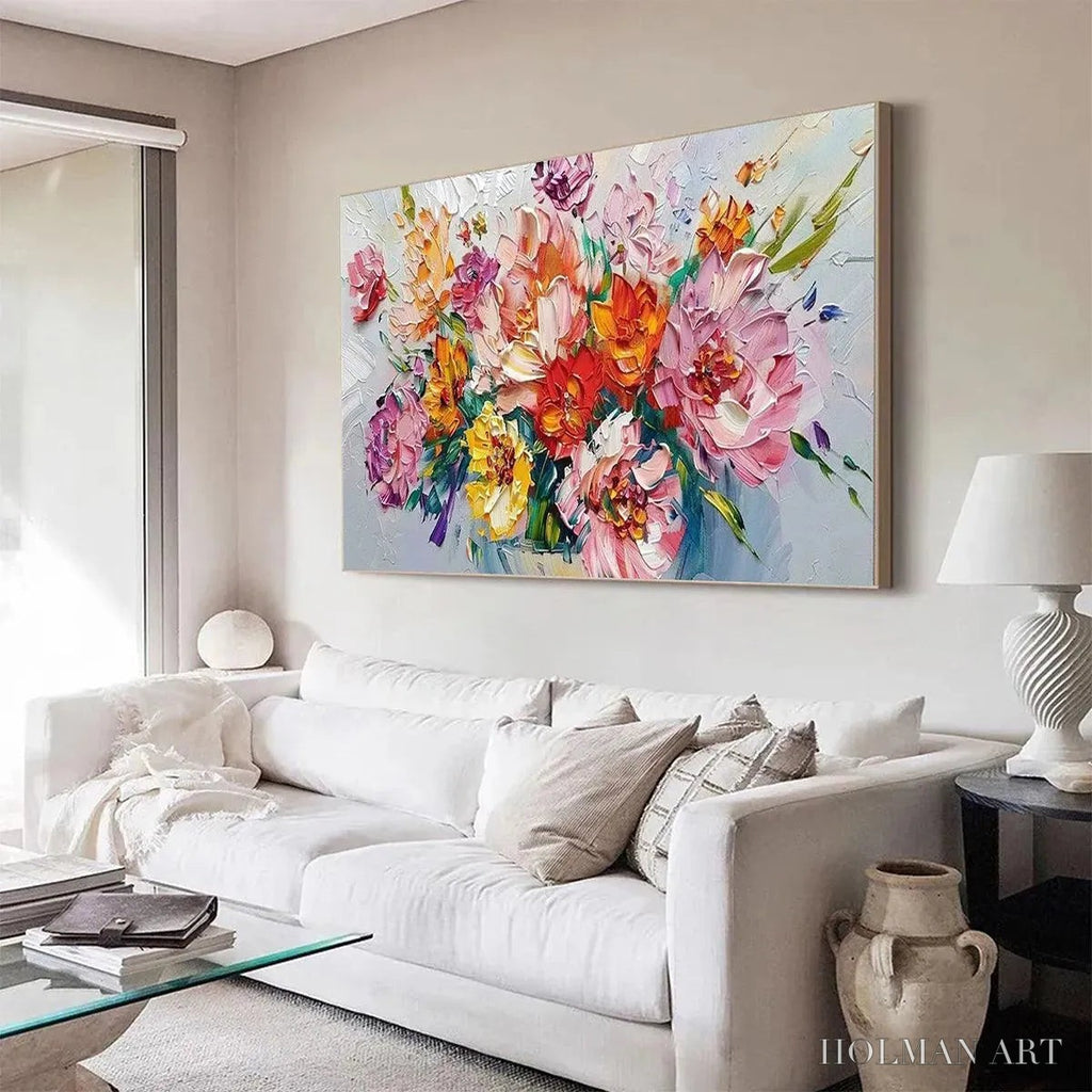 HOLMAN ART Vibrant Bouquet – Textured Impasto Floral Bouquet Painting in Vibrant Colors - image 6