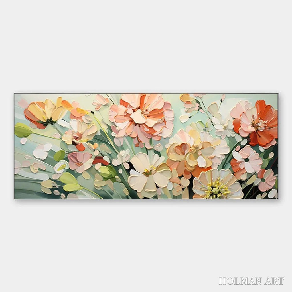 HOLMAN ART Sunkissed Garden – Textured Floral Impasto Painting in Orange and White - image 1