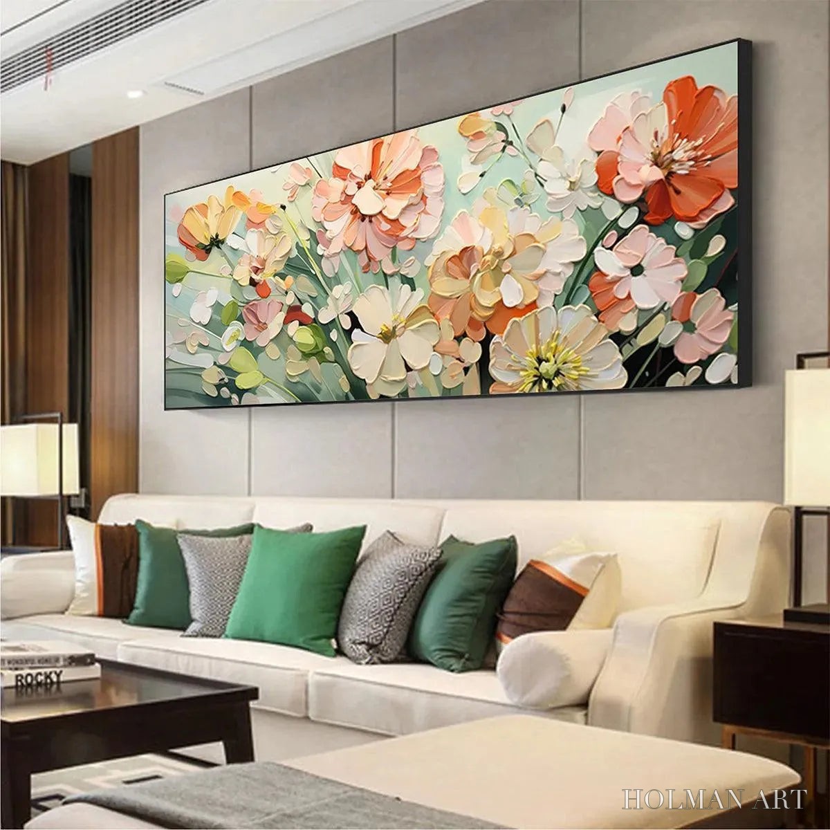 HOLMAN ART Sunkissed Garden – Textured Floral Impasto Painting in Orange and White - image 4