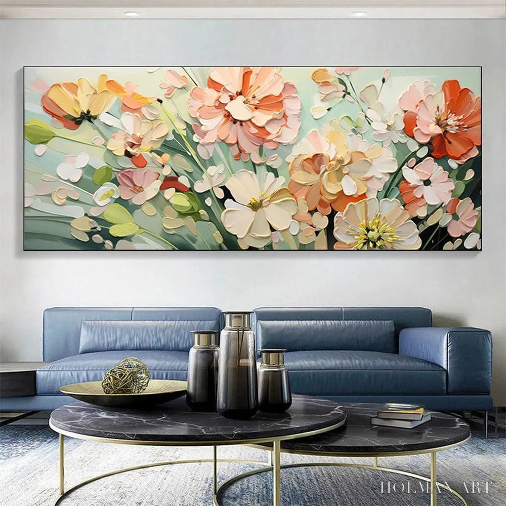 HOLMAN ART Sunkissed Garden – Textured Floral Impasto Painting in Orange and White - image 6