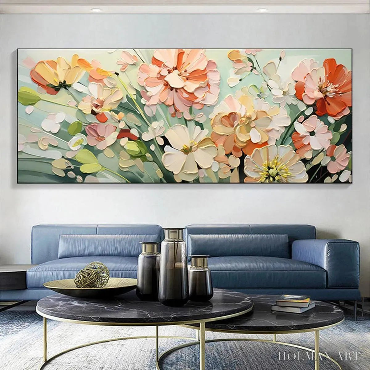 HOLMAN ART Sunkissed Garden – Textured Floral Impasto Painting in Orange and White - image 6